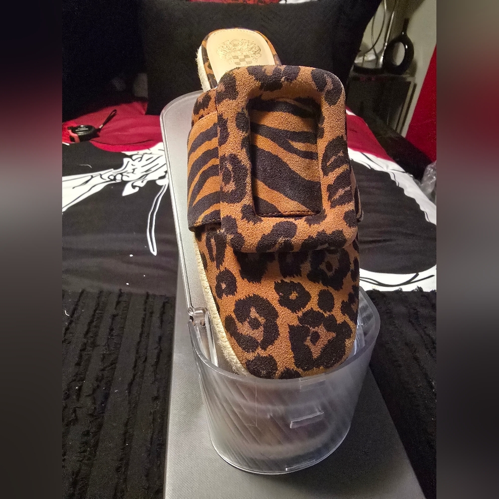 Vince Camuto Brown Leopard Print Mules